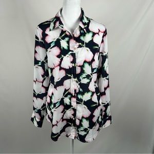 NEW! Banana Republic Black White Pink Floral Button Down Shirt